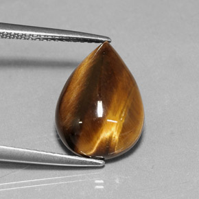 5.18カラットの天然ゴールドブラウンTiger's Eye（14.1×10.1 mm・洋梨の形）