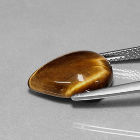 5.18カラットの天然ゴールドブラウンTiger's Eye（14.1×10.1 mm・洋梨の形）