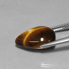 5.09カラットの天然ゴールドブラウンタイガーズアイ、洋梨の形、オペーク