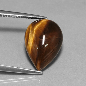 5.02カラットの天然ゴールドブラウンTiger's Eye（14×10.1 mm・洋梨の形）