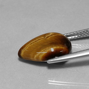 5.02カラットの天然ゴールドブラウンTiger's Eye（14×10.1 mm・洋梨の形）
