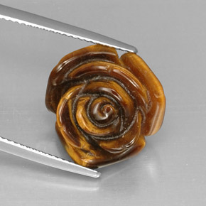 11.35カラットの天然マルチカラーTiger's Eye（15.7×15.6 mm・ファンシーシェイプ）