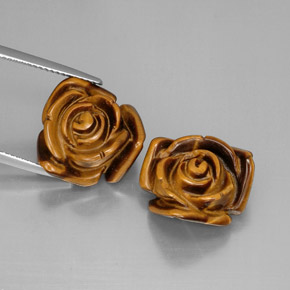 カラットの天然ゴールドブラウンTiger's Eye（16.3×15.5 mm・ファンシーシェイプ）
