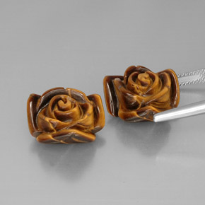 カラットの天然ゴールドブラウンTiger's Eye（16.3×15.5 mm・ファンシーシェイプ）