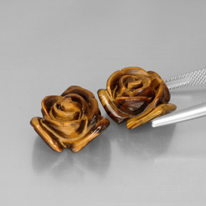 カラットの天然ゴールドブラウンTiger's Eye（16.4×15.8 mm・ファンシーシェイプ）