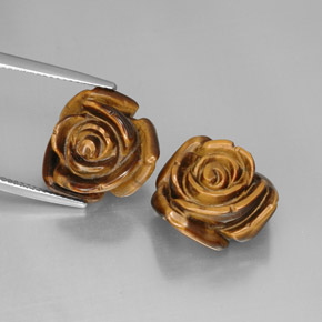 カラットの天然ゴールドブラウンTiger's Eye（16.2×15.5 mm・ファンシーシェイプ）