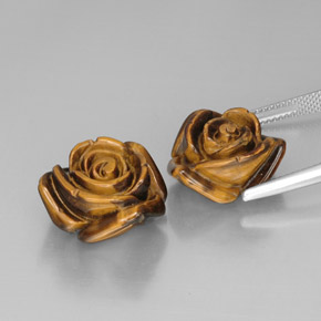 カラットの天然ゴールドブラウンTiger's Eye（16.2×15.5 mm・ファンシーシェイプ）