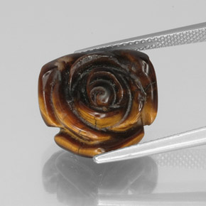10.61カラットの天然ゴールドブラウンTiger's Eye（15.6×15.2 mm・ファンシーシェイプ）