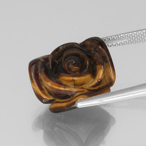 10.61カラットの天然ゴールドブラウンTiger's Eye（15.6×15.2 mm・ファンシーシェイプ）