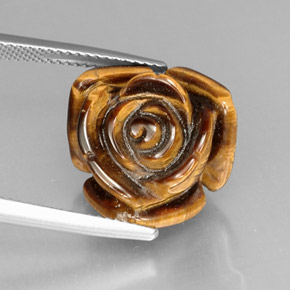 12.81カラットの天然ゴールドブラウンTiger's Eye（16×15.8 mm・ファンシーシェイプ）