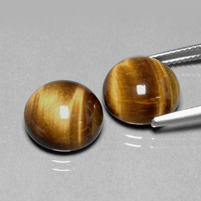 カラットの天然ゴールドブラウンTiger's Eye（12.01 mm・ラウンドカット）