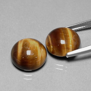 カラットの天然ゴールドブラウンTiger's Eye（12.01 mm・ラウンドカット）