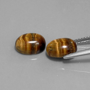 カラットの天然ゴールドブラウンTiger's Eye（9×6.9 mm・オーバルカット）