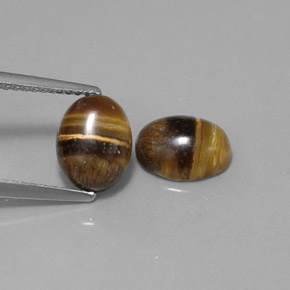 カラットの天然ゴールドブラウンTiger's Eye（8.8×6.8 mm・オーバルカット）