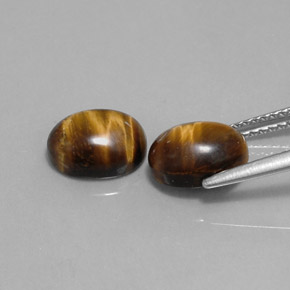 カラットの天然ゴールドブラウンTiger's Eye（9×7 mm・オーバルカット）