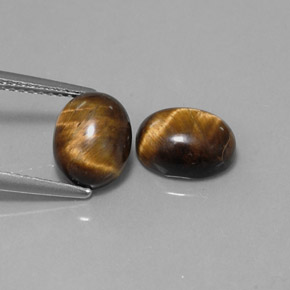 カラットの天然ゴールドブラウンTiger's Eye（9×7.1 mm・オーバルカット）