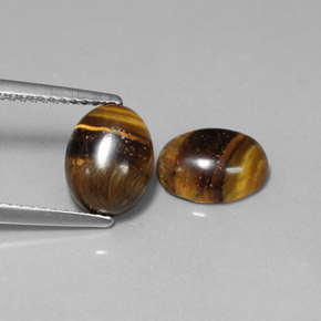 カラットの天然ゴールドブラウンTiger's Eye（8.9×6.8 mm・オーバルカット）