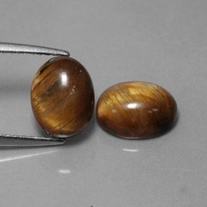 カラットの天然ゴールドブラウンTiger's Eye（9×7 mm・オーバルカット）