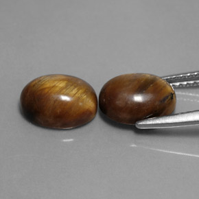 カラットの天然ゴールドブラウンTiger's Eye（9×7 mm・オーバルカット）