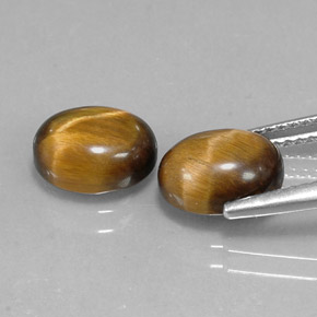 カラットの天然ゴールドブラウンTiger's Eye（9×7 mm・オーバルカット）