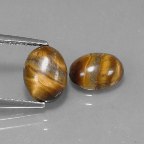 カラットの天然ゴールドブラウンTiger's Eye（8.9×6.8 mm・オーバルカット）