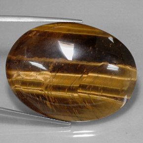 73.05カラットの天然ゴールドブラウンTiger's Eye（39.8×24.1 mm・オーバルカット）