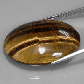 73.05カラットの天然ゴールドブラウンTiger's Eye（39.8×24.1 mm・オーバルカット）