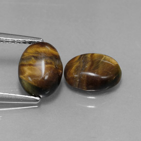 カラットの天然ゴールドブラウンTiger's Eye（8.8×6.8 mm・オーバルカット）