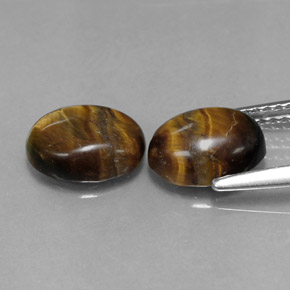 カラットの天然ゴールドブラウンTiger's Eye（8.8×6.8 mm・オーバルカット）
