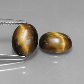 カラットの天然ゴールドブラウンTiger's Eye（8.8×6.8 mm・オーバルカット）