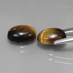 カラットの天然ゴールドブラウンTiger's Eye（8.8×6.8 mm・オーバルカット）