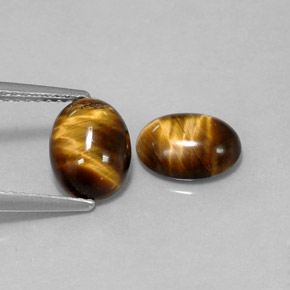 カラットの天然ゴールドブラウンTiger's Eye（8.6×6.6 mm・オーバルカット）