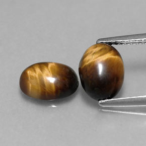 カラットの天然ゴールドブラウンTiger's Eye（8.7×6.8 mm・オーバルカット）