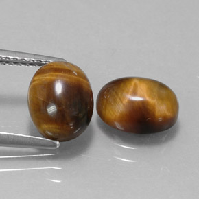 カラットの天然ゴールドブラウンTiger's Eye（9.1×7 mm・オーバルカット）