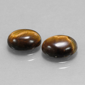 カラットの天然ゴールドブラウンTiger's Eye（9×7 mm・オーバルカット）