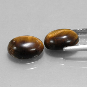 カラットの天然ゴールドブラウンTiger's Eye（9×7 mm・オーバルカット）