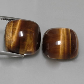 カラットの天然ゴールドブラウンTiger's Eye（15.2×15.1 mm・クッションカット）