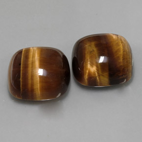 カラットの天然ゴールドブラウンTiger's Eye（15.2×15.1 mm・クッションカット）