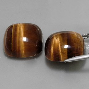 カラットの天然ゴールドブラウンTiger's Eye（15.2×15.1 mm・クッションカット）
