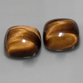 カラットの天然ゴールドブラウンTiger's Eye（15.1×15.1 mm・クッションカット）