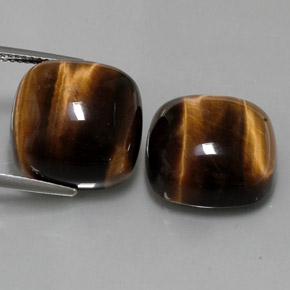 カラットの天然ゴールドブラウンTiger's Eye（15.2×15.1 mm・クッションカット）