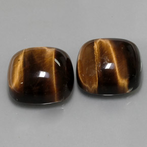 カラットの天然ゴールドブラウンTiger's Eye（15.2×15.1 mm・クッションカット）