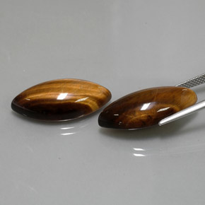 カラットの天然ゴールドブラウンTiger's Eye（24.8×12.1 mm・マーキス）