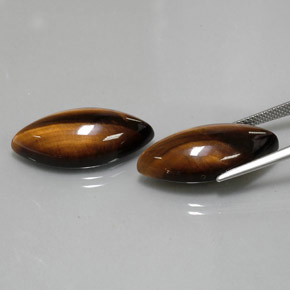 カラットの天然ゴールドブラウンTiger's Eye（24.9×12.2 mm・マーキス）