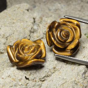 20.93カラットの天然ゴールドブラウンTiger's Eye（15.5×15.4 mm・フラワーカット）