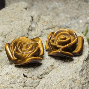 20.93カラットの天然ゴールドブラウンTiger's Eye（15.5×15.4 mm・フラワーカット）