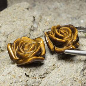 20.93カラットの天然ゴールドブラウンTiger's Eye（15.5×15.4 mm・フラワーカット）