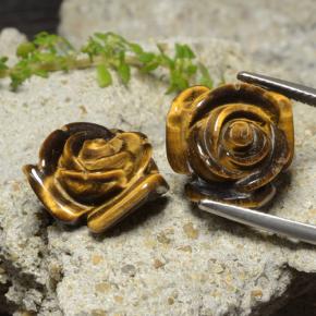 24.14カラットの天然ウォームブラウンTiger's Eye（16.1×15.2 mm・フラワーカット）
