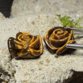 25.22カラットの天然ゴールデンブラウンTiger's Eye（16×15 mm・フラワーカット）