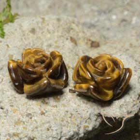 22.12カラットの天然ライトブラウンTiger's Eye（15.5×15.3 mm・フラワーカット）